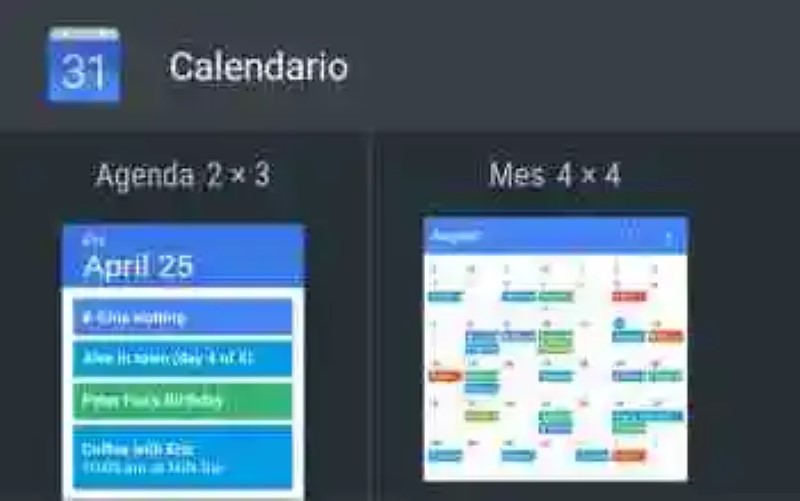 Google calendar per Android, widget mensile