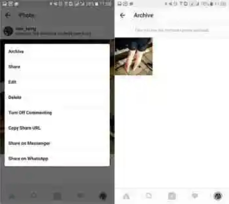 Instagram unter Android lässt sie archivieren von publikationen der öffentlichkeit zu verbergen