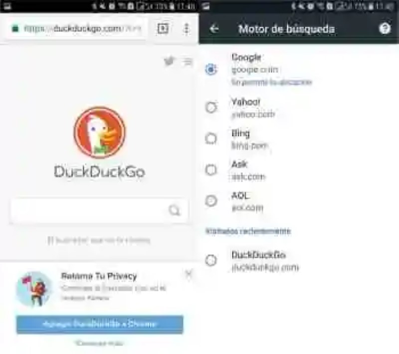 Como usar o DuckDuckGo no Google Chrome para Android