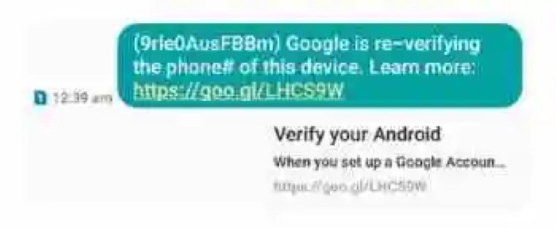 Google is sending SMS to numbers mysterious in some mobile Android to re-verify the phone